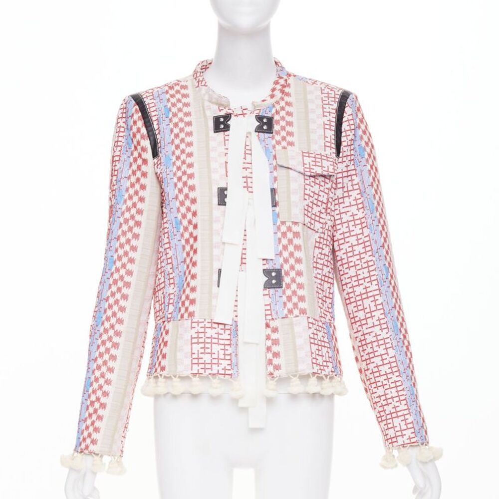 Altuzarra Ghianda geometric check weave pompom jacket